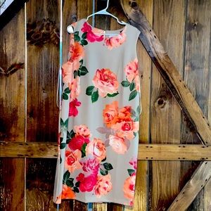Tan and pink floral dress
